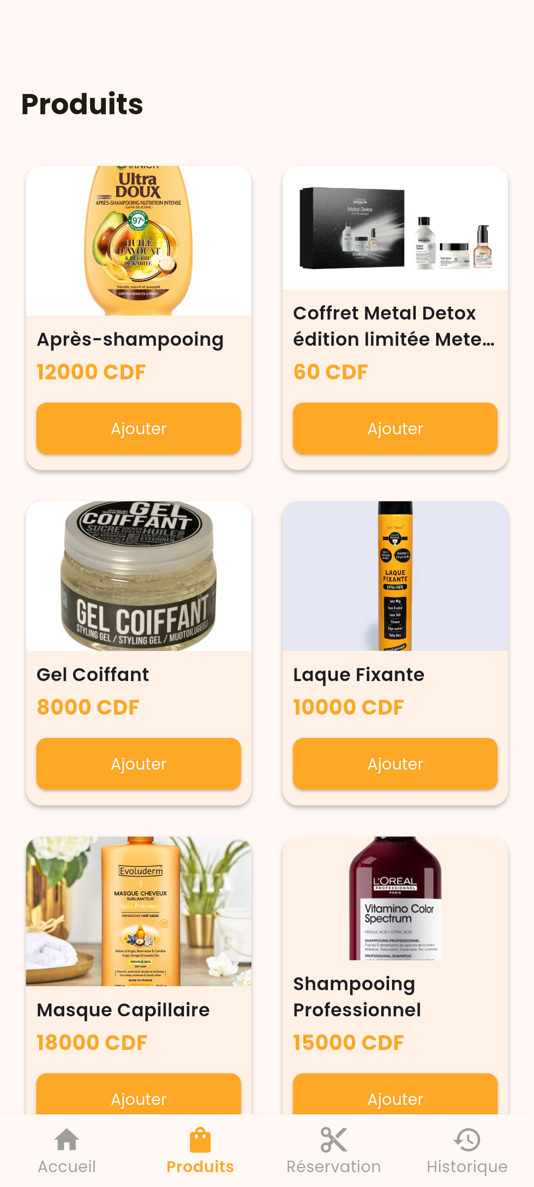 Capture d'écran - Produits